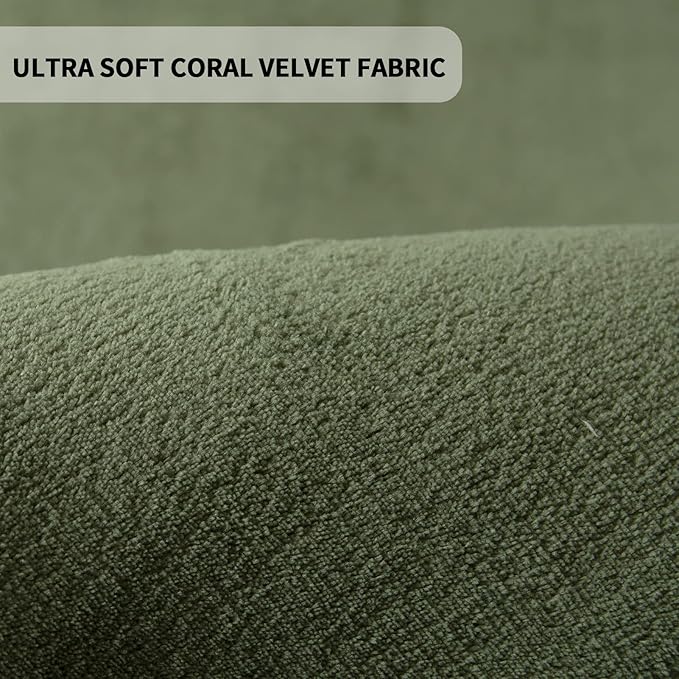 MAXYOYO Coral Velvet Area Rug, Thick Japanese Tatami Mat Living Room Carpet with Non-Slip Backing, Large Solid Color Mat for Bedroom Dormitory Yoga, Olive Green, 78 by 78 inch