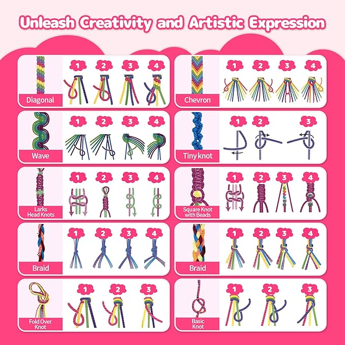 P&C Friendship Bracelet Making Kit for Girls Age 8-12 with 422 Beads & 20 Threads - Arts and Crafts for Kids Jewelry Making Kit - Christmas Birthday Gifts - Easy Bracelet Maker