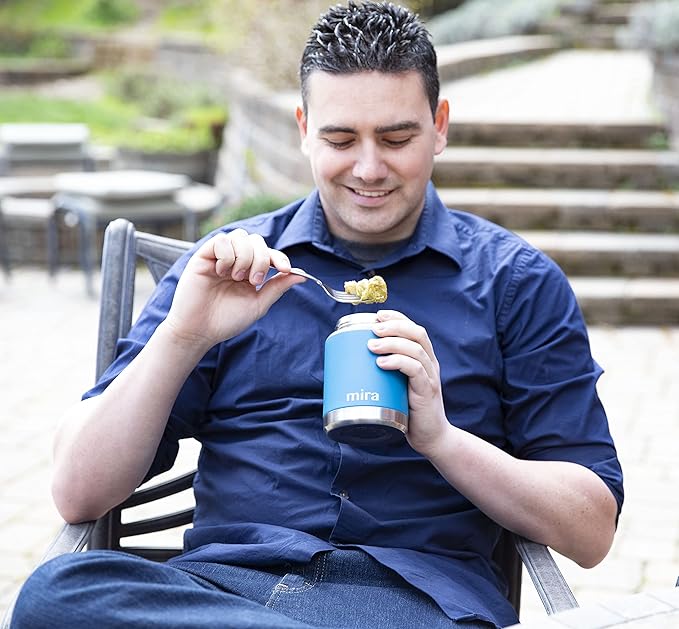 MIRA 15 oz Insulated Food Thermos for hot and cold foods - Leak-Proof Stainless Steel Container with Spoon - Honey