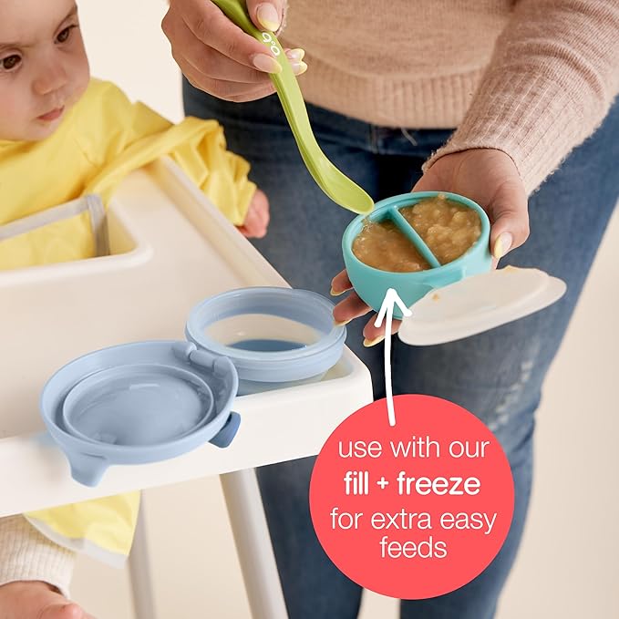 b.box Fill + Feed (Blush) | Reusable Baby Food Pouch | For Babies & Toddlers 4m+ | Silicone/Nylon Pouch, BPA-Free Lid | Dishwasher & Microwave Safe | 110mL (3.7oz, ½ Cup) Capacity