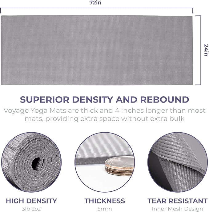 Sunshine Yoga Voyage Yoga Mat, 10 Pack, 72" x 24" Professional Studio and Gym Bulk Yoga Mats, 5mm Thick, Durable, Anti-Tear, Non Slip Fitness and Exercise Mats