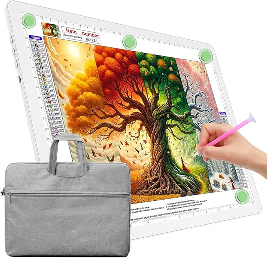TOHETO A4 Light Board with Bag for Diamond Painting, Super Bright Magnetic Light Pad with Side Buttons, Lightbox for Tracing and Drawing, Corded Light Table for Sketching, Weeding Vinyl (White)