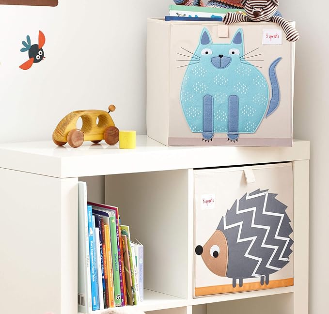 3 Sprouts Toy Storage Organizer: Toy Box Cube Organizer for Playroom, Nursery - Foldable Storage Bin - Cat