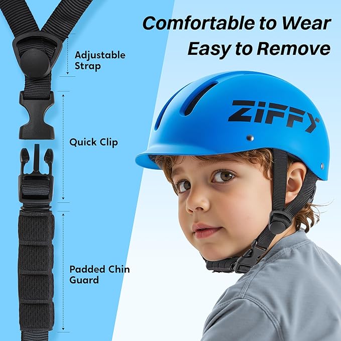 ZIFFY Kids/Toddler Bike Helmet, Adjustable, Lightweight, Safety Certified Scooter Helmet for Boys & Girls with Washable Inner Lining, 2 Sizes, 4 Colors – Fits Toddlers to Youth