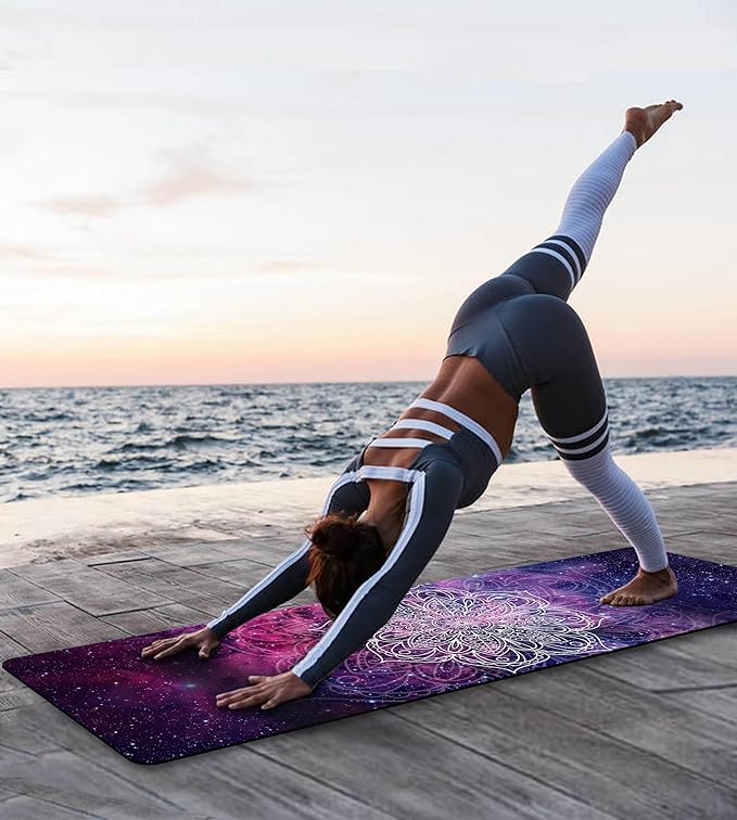 Non Slip Yoga Mat TPE Workout Mat for Men Women, Thick Workout Mat with Carrying Strap, Fitness Mats for Exercise, Yoga, Fitness, Pilates, Floor Workouts (72" x 24" x 6mm)