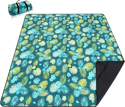 PY SUPER MODE Picnic Blankets Extra Large, Waterproof Foldable Outdoor Beach Blanket Oversized 83x79” Sandproof, 3-Layer Picnic Mat for Camping, Hiking, Travel, Park, Concerts(Yellow Flowers)