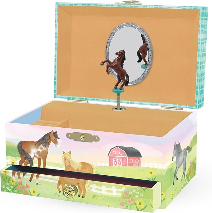 Musical Horse Kids Jewelry Box - Girls Jewelry Box with Mirror, Horse Toys for Girls Age 4-6