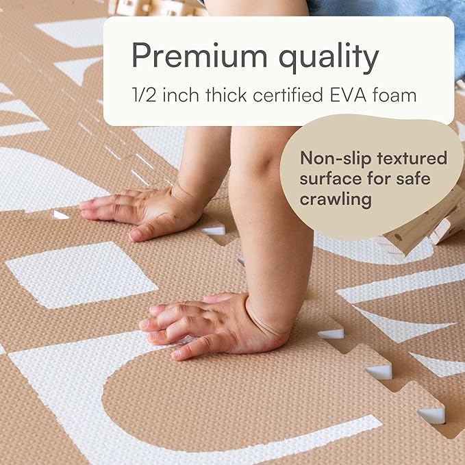 Lillefolk Baby Play Mat for Floor – 6x8ft Terracotta | Soft Non Toxic Premium EVA Foam Tiles for Tummy Time, Crawling & Playroom – Waterproof Interlocking Floor Mat for Babies & Toddlers (12 Tiles)