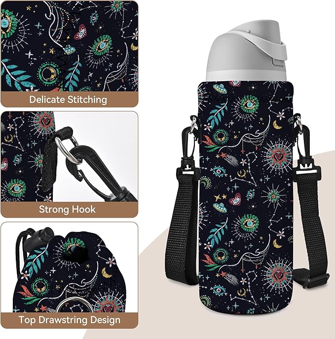 AUPET Water Bottle Bag Carrier,24oz/32oz Insulated Neoprene bottle Sling Holder Case Pouch Cover for 1000ML/750ML Bottles with Shoulder Strap for walking