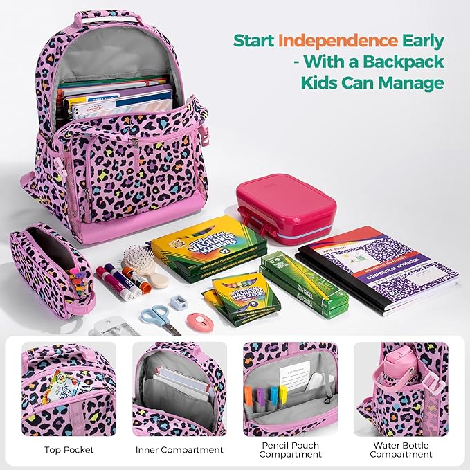 Choco Mocha Butterfly Backpack for Girls, Elementary School Backpack for Girls Ages 6-8 Kids Kindergarten Backpack Bookbag 17 Inch with Chest Strap, Pink