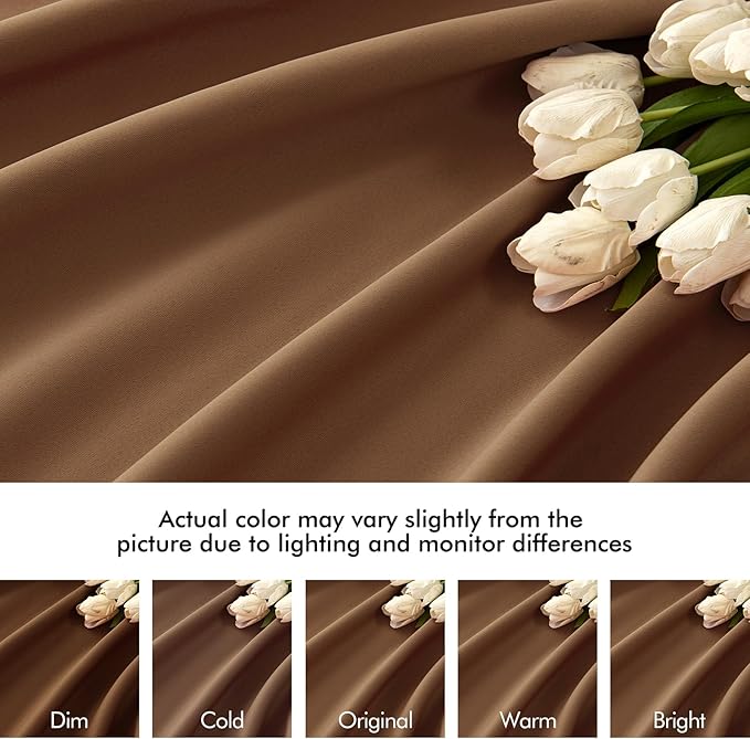 MIULEE Back Tab Blackout Curtains 90 Inch Long 2 Panels Set for Living Room Bedroom, Rod Pocket/Pinch Pleated Thermal Insulated Room Darkening Light Blocking Curtain, 52 x 90 Inch, Cappuccino Brown