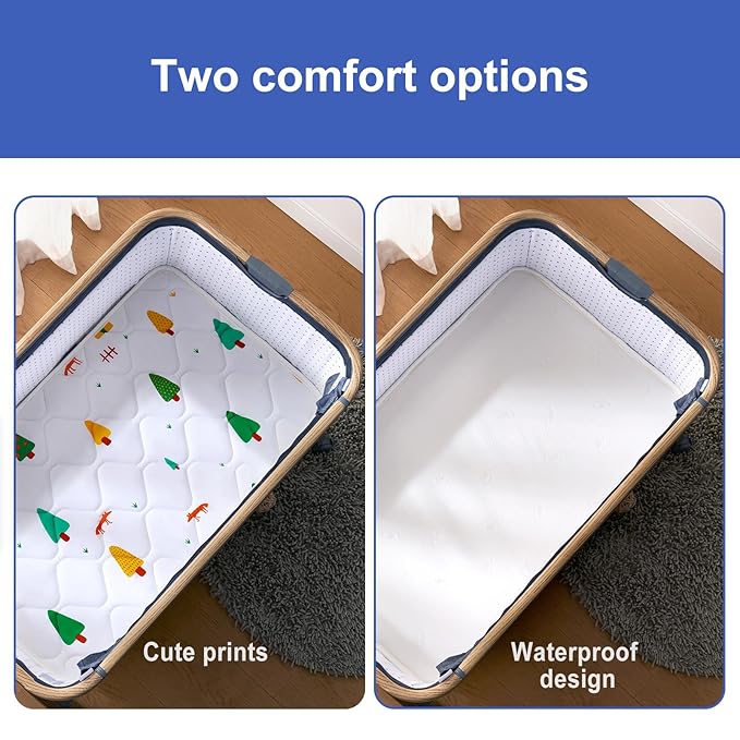 Baby Bassinet Mattress 47 x 23.6 inches- Firm Support and Comfort Premium Foam,Noiseless and Odorless,Hypoallergenic Small Crib Mattress, Fits Moses Basket, Dual Sided with Soft Breathable Fabric