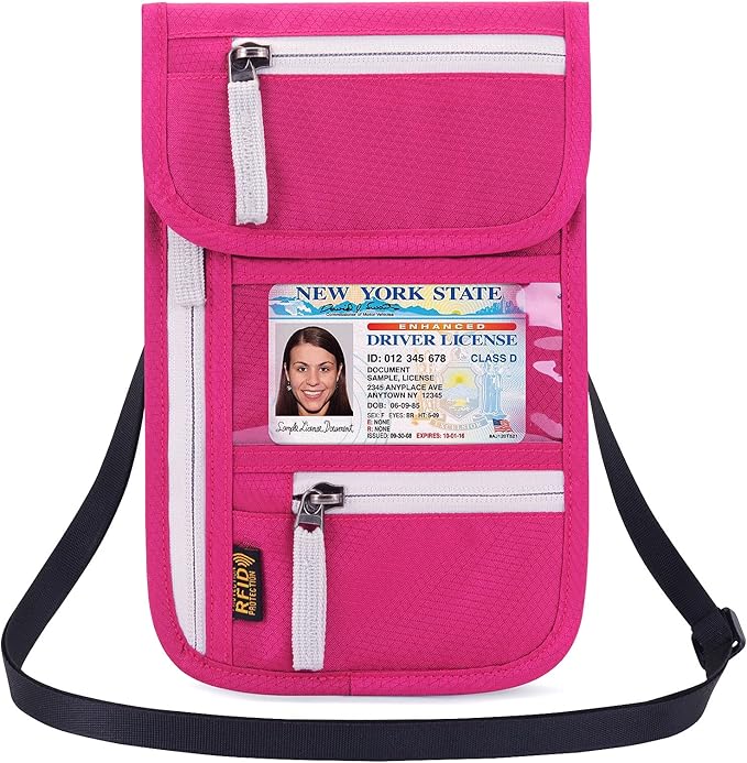 Neck Wallet Lightweight RFID Blocking Waterproof Travel Pouch for Women Men