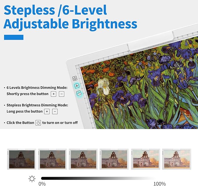 Rechargeable A4 Light Pad with Bag, Innovative Stand and Top Clip, Elice Wireless Bright Light Tracing Board Portable Artcraft Tracer Box for Drawing, Cricut Weeding Vinyl, Diamond Painting (White)