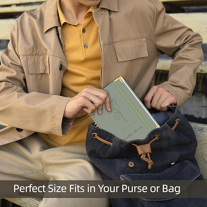 Undated Weekly Planner, Weekly To Do List Notebook with Goal & Habit Tracker Organizer, A5 5.8" x 8.0" Weekly Planner Notebook with Spiral Binding for Men or Women