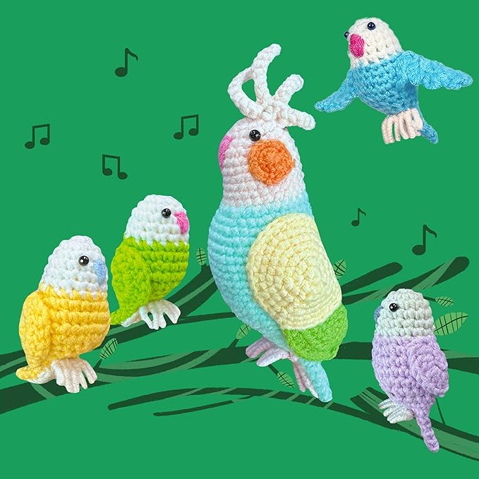 ChillFuzz Animal Crochet Kit Beginner Crochet Kit for Adults and Kids with Yarn Hook and Step by Step Instructions Relaxing DIY Gift Parrot