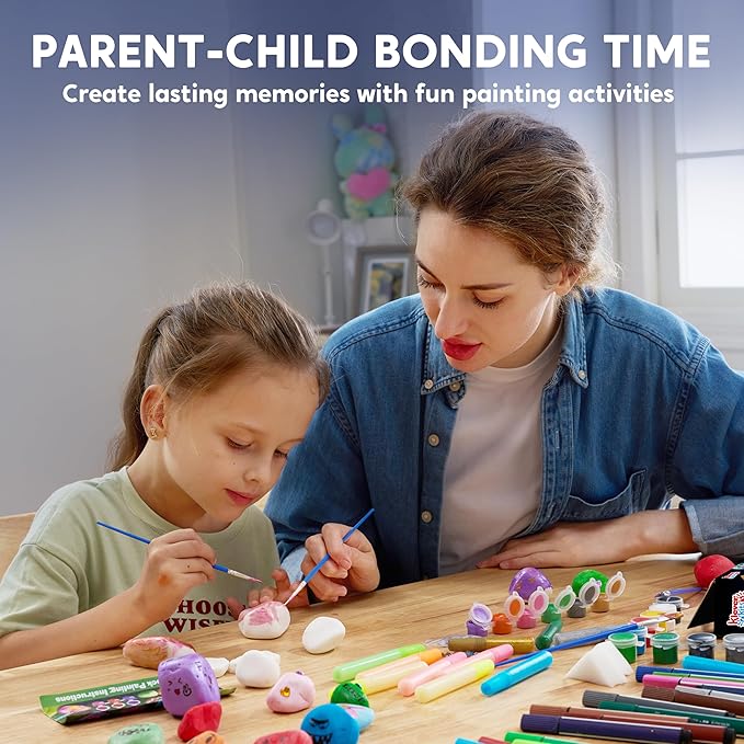 Rock Painting Kit- Glow in The Dark Rock Kit, Arts and Crafts for Kids Ages 6-12, Art Supplies Toy, Kids Craft Paint Kits, Arts & Crafts for Boys Girls Birthday Party Gift Toy