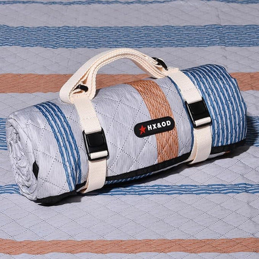 Waterproof Picnic Mat, Outdoor Camping Oversized Field Blanket. Portable Thickened Camping Blanket, Suitable for Beach, Camping, Music Festival, Party, Outdoor Adventure. (Yellow&Blue&White, 80”x60”)