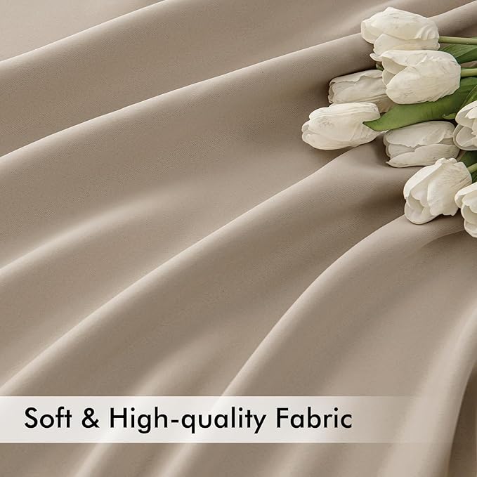 MIULEE Taupe Back Tab Blackout Curtains 84 Inch Length 2 Panels Set for Living Room Bedroom Privacy, Rod Pocket/Pinch Pleat Thermal Insulated Room Darkening Pleated Light Blocking Drapes