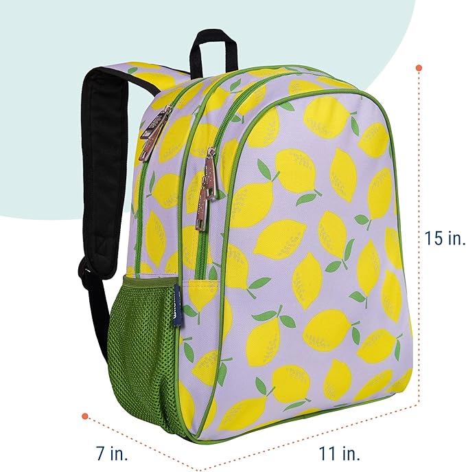 Wildkin 15-inch Kids Backpack – Durable, Padded, Adjustable for School & Travel - Lilac Lemonade