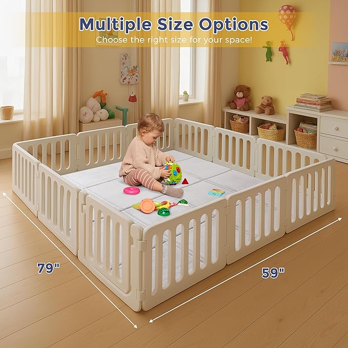 MAXYOYO 1.2" Thick Baby Play Mat for Floor, 59"x 78" Foldable Playpen Mat, Tummy Time Foam Mats Ultra Soft Support, Padded Carpet with Non-Slip Backing for Infant,Kids and Toddler Crawling, Grey