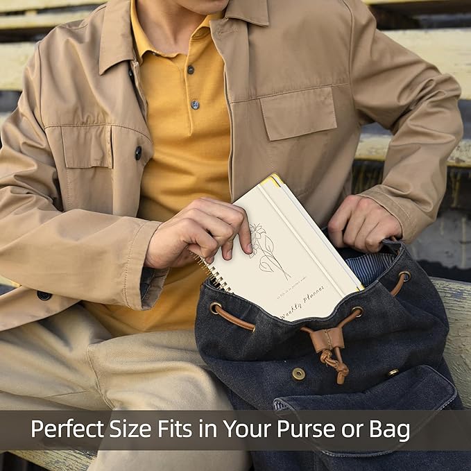 Undated Weekly Planner, Weekly To Do List Notebook with Goal & Habit Tracker Organizer, A5 5.8" x 8.0" Weekly Planner Notebook with Spiral Binding for Men or Women