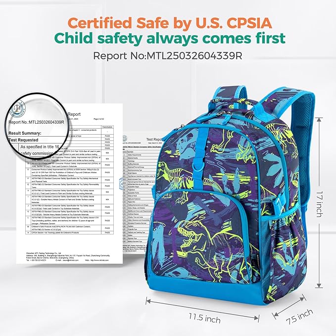 Choco Mocha Lightning Backpack for Boys, Elementary School Backpack for Boys Ages 6-8 Kids Kindergarten Backpack Bookbag 17 Inch with Chest Strap, Blue