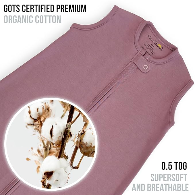 Mama Cheetah Baby Sleep Sack 0.5 TOG, Organic Cotton Baby Wearable Blanket with Two-Way Zipper, Swaddle Transition Baby Sleeping Bag for Newborn Infant Toddler Boy Girl, 0-6 Months