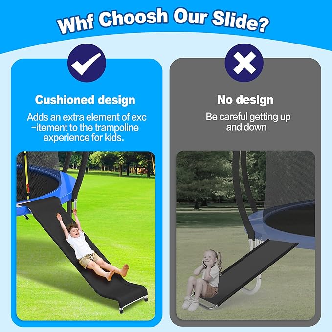 Trampoline Ladder Slide Kit, Trampoline Universal 3 Steps Wide Ladder & Buffer Slide,Universal Step Slider for 10ft 12ft 14ft 15ft 16ft Trampoline, Easy to Climb and Slider for Children/Kids