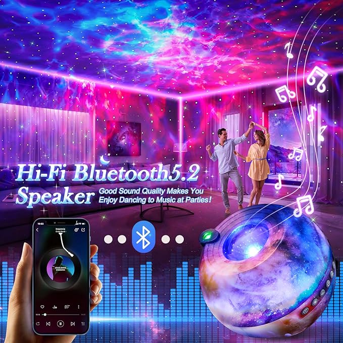 Galaxy Projector for Bedroom Adults, 15 Color+15 White Noise Star Projector Galaxy Light Projector for Bedroom, Bluetooth Star Lights for Ceiling Projector,LED Projector Lights
