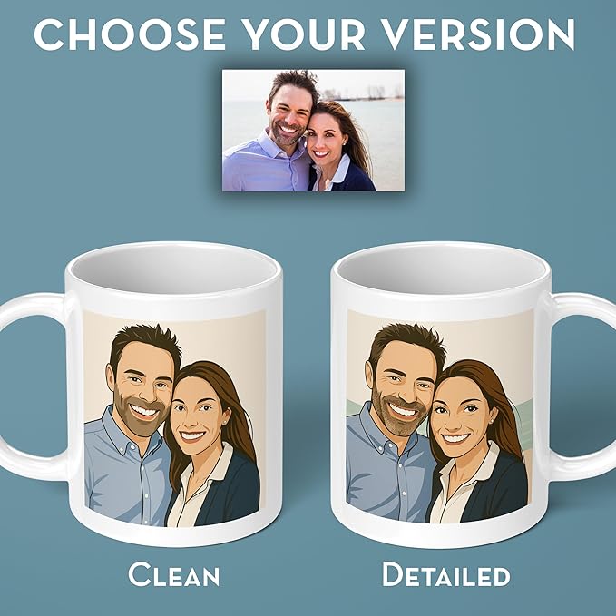 Personalized Coffee Mug, Custom Drawing Portrait Gift, Funny Customized Coffee Gift for Men & Women, Custom Mugs with Pictures, Yellow 11oz Customized Ceramic Tea Cup