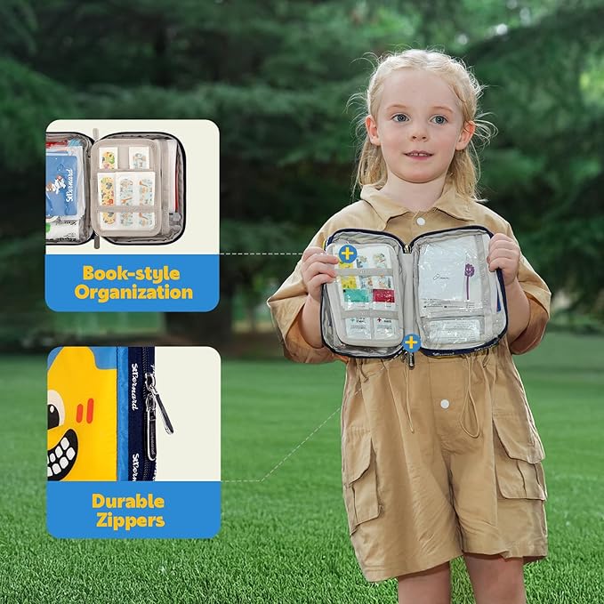 Stbernard Small First Aid Kit for Kids and Adults, Medical Kit with Digital Thermometer for Home, Travel, Hiking, Backpack, 6.3x4.33x1.97in, Blue