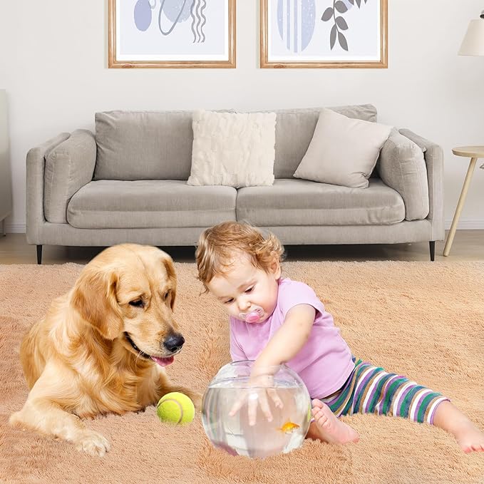 Luxury Area Rug, 6x9 Rugs for Living Room, Ultra Soft Rugs for Bedroom, Non-Slip Indoor Carpet for Nursery, Kids Room, Playroom, Home Decor, Camel