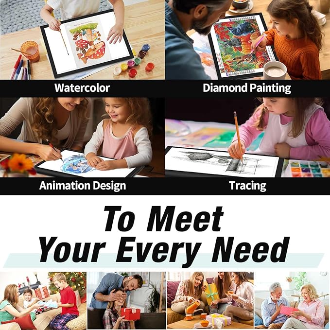 Rechargeable A4 Light Box for tracing,Magnetic Light pad Built-in 2500mAH Battery,5 Levels of Brightness Light Table,Portable Light Board for Diamond Painting Drawing,Sketching,Animation,X-ray