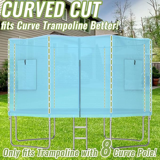 Gardenature 10FT/12FT/14FT Trampoline Tent(Tent Only), Fit Round Trampolines, Shade Cover with LED Light, Outdoor Trampolien Accessories, Anti-Tear, Beige