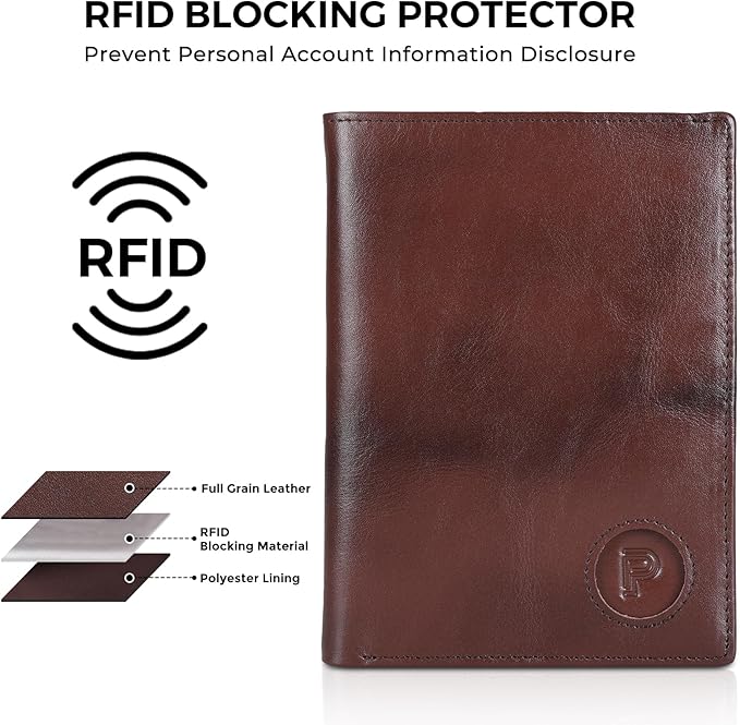 Polare Luxury RFID Blocking Leather Passport Holder Travel Wallet For Men and Women (Coffee with AirTag Slot)