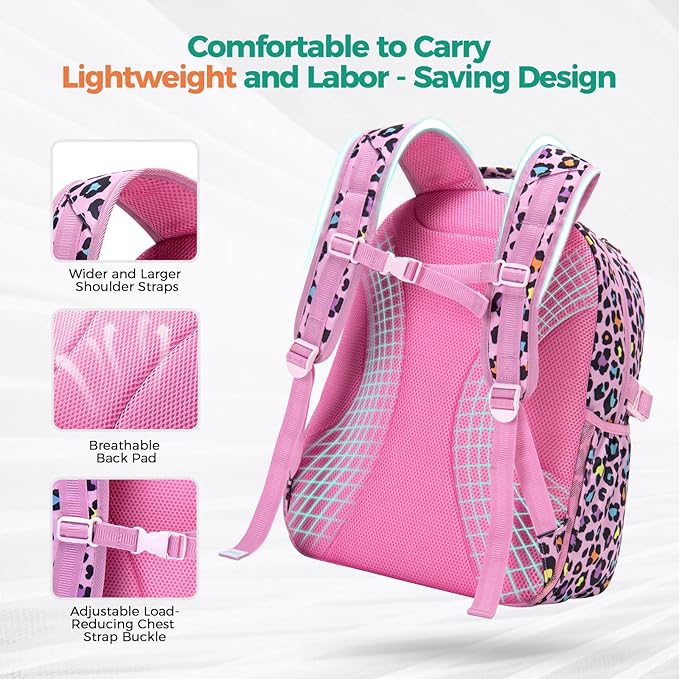 Choco Mocha Tie-Dye Backpack for Girls, Elementary School Backpack for Girls Ages 6-8 Kids Kindergarten Backpack Large Bookbag 18 Inch with Chest Strap, Colorful