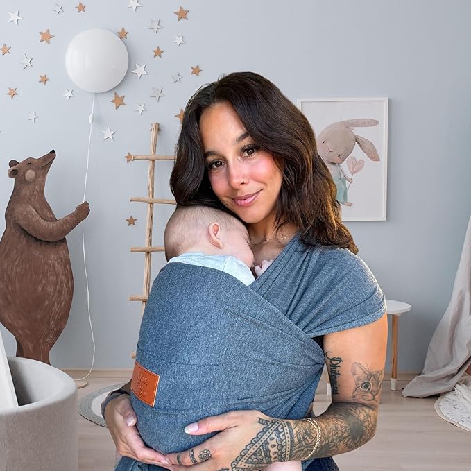 Baby Wrap Carrier - Premium Cotton Baby Carrier Wrap for Newborn to Toddler- Infant Carrier- Baby Holder One Size Fits All with Front Pocket (Grey) by Max&so