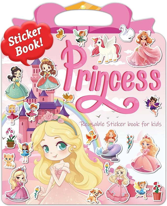 Benresive Reusable Sticker Book for Toddlers 2-4 Years, Fun Travel Stickers for Kids, Waterproof Sticker Books for Toddlers 1-3, Crafts Activities for Todddlers 1-3 2-4 3-5 - Princess