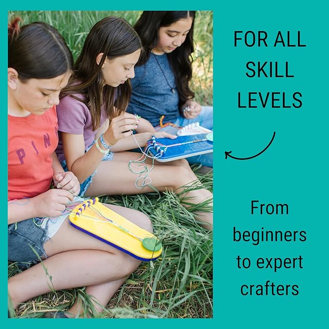 Choose Friendship Bracelet Making Kit – 20 Pre-Cut Threads, Portable Loom with Storage, Makes 8 Bracelets, Craft Gift for Kids Ages 8+, Dark Blue “Blueberry”