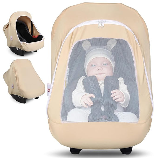 Metplus 2-in-1 Baby Car Seat Canopy, Multi Use Privacy Sun Shade, Protect Baby's Safety with Style, Infant Carrier Covers for Boys & Girls