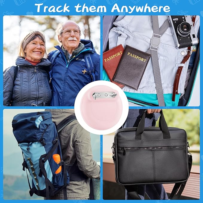 Waterproof Air Tag Holder for Kids, 4 Pack Air Tag Case with Invisible Pin, Soft Silicone Anti-Lost for Apple Air Tag, Used for Children, Elderly, Hidden Inside Clothes, Bag (White/Red/Pink/Purple)