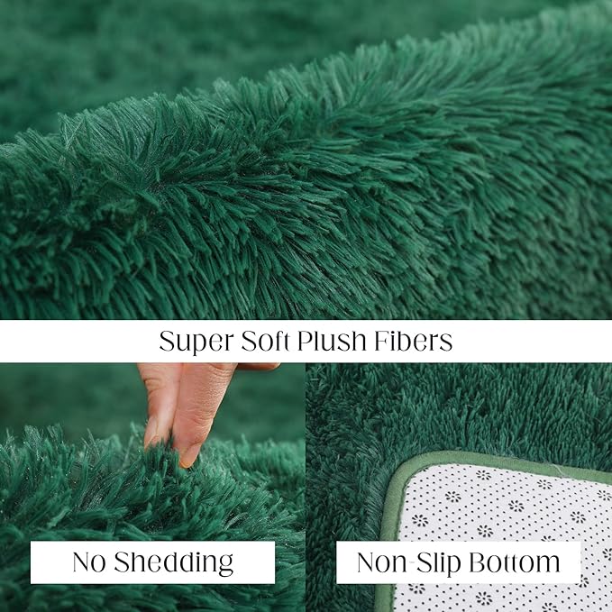 Ultra Soft Fluffy 6x9 Green Area Rugs - Plush Non-Slip Indoor Carpet for Living Room, Bedroom, Nursery, Study, Kids Room Decor