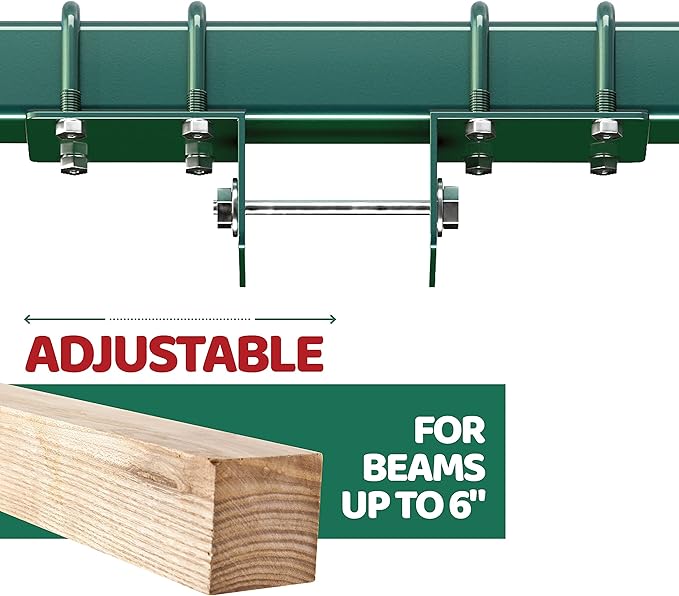 Swurfer Swing Set Conversion Bracket - No Tree, No Problem, Convert Your Swingset into a Swurfset, Heavy Duty Adjustable Horse Glider Attachment Bracket for Kids Ages 12 and Up, Up to 150lbs (Green)