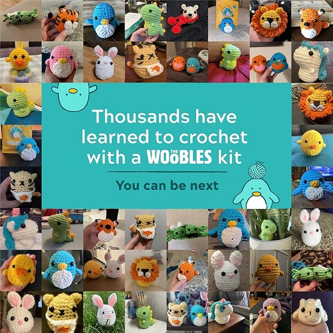 The Woobles Minecraft Crochet Kit – Beginner Crochet Kit for Adults & Kids, Easy Knitting Kit with Woobles Yarn, DIY Crafts, Crochet Animals, Minecraft Toys, Gift for Gamers & Crafters (Pig)