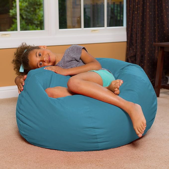 Posh Creations Bean Bag Chair for Kids, Teens, and Adults Includes Removable and Machine Washable Cover, Heather Teal, 38in - Large