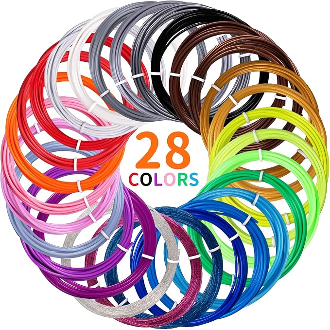 28 Colors 3D Pen Filament Refills Compatible with SCRIB3D MYNT3D PIKA3D 3D Pen for KidsPer Color 10 Feet 1.75mm PLA 3D Printing Pen Filament Refills, NOT FIT 3Doodler Start Pen