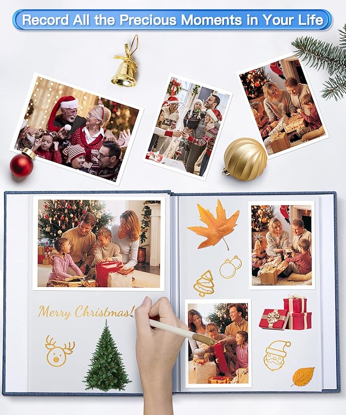 Popotop Photo Album Self Adhesive Scrapbook Album for 4x6 5x7 8x10 Pictures DIY Photo Book as Scrapbooking Supplies Kits, Birthday Gifts for Women Mom Wedding Baby Family Travel