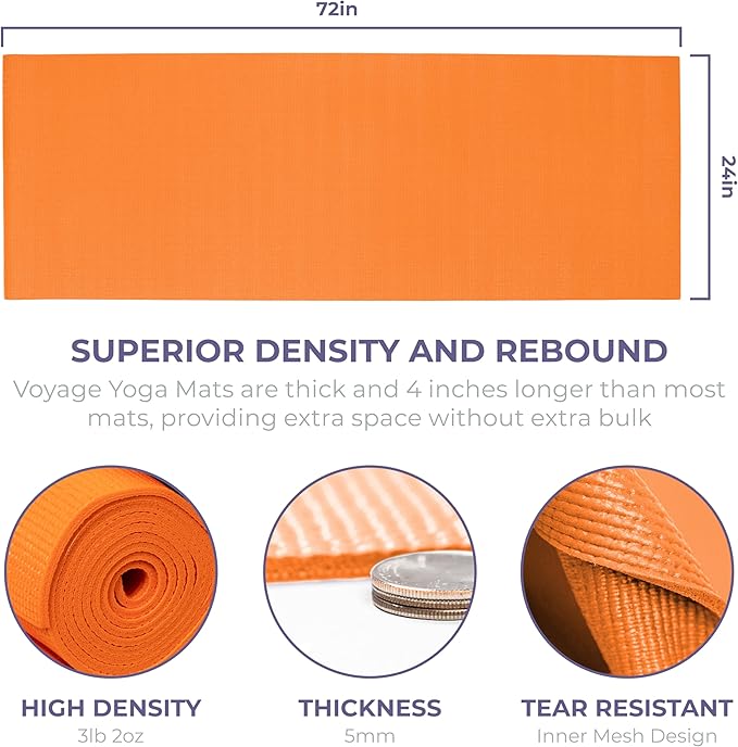 Sunshine Yoga Voyage Yoga Mat, 10 Pack, 72" x 24" Professional Studio and Gym Bulk Yoga Mats, 5mm Thick, Durable, Anti-Tear, Non Slip Fitness and Exercise Mats