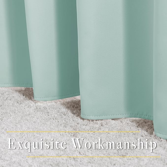 NICETOWN Blackout Curtains 66 inches Long, Grommet Window Treatment Thermal Insulated Solid Blackout Curtains/Panels/Drapes for Bedroom, Aqua Blue, Set of 2, W66 x L66